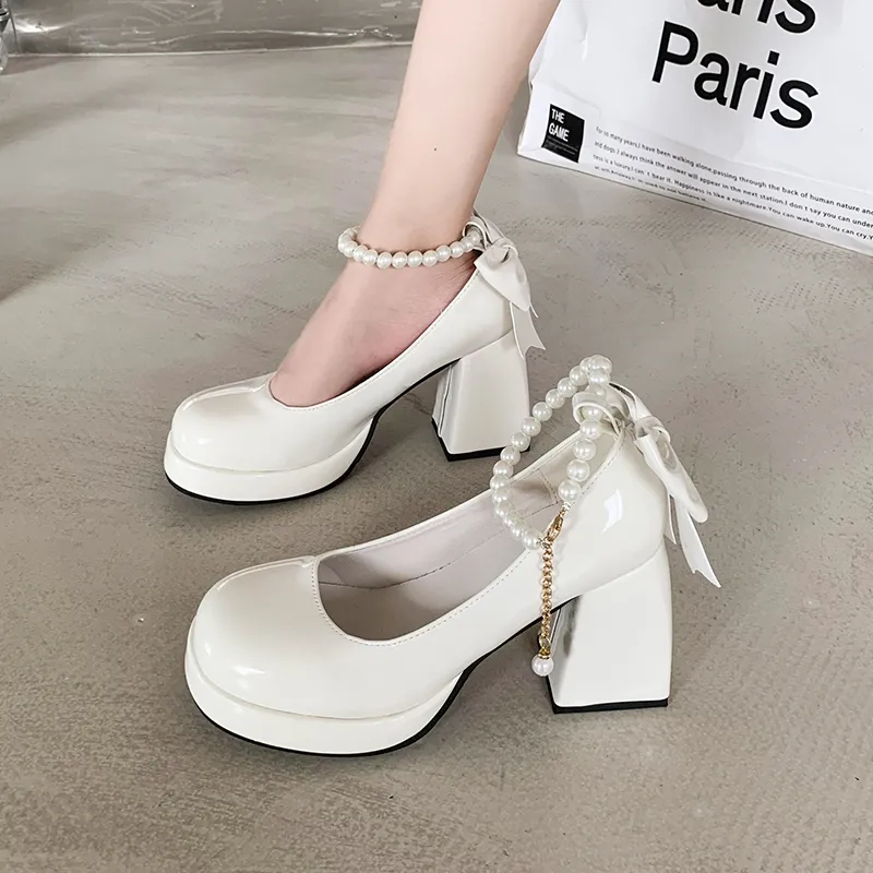 SHUMO Chunky Heel High Heels Women's-1