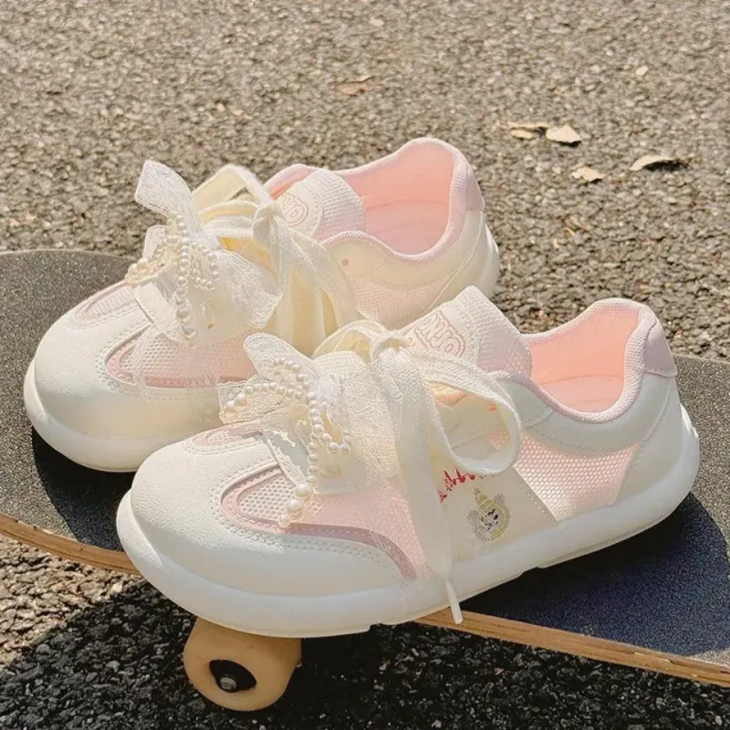 SHUMO Shock Absorbing, Non Slip, Wear Resistant, Breathable And Lightweight Low Top Casual Shoes Women's White Pink-4