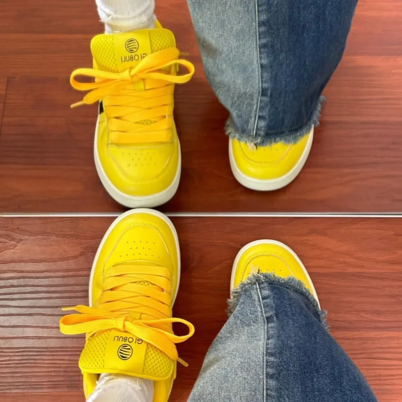 SHUMO Anti Slip Wear Resistant Breathable Height Increasing Low Top Skateboard Shoes Unisex Bumblebee-5