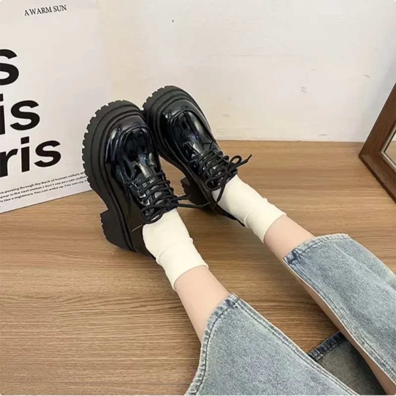 SHUMO Casual Single Shoes 6.5CM Women's Black-1