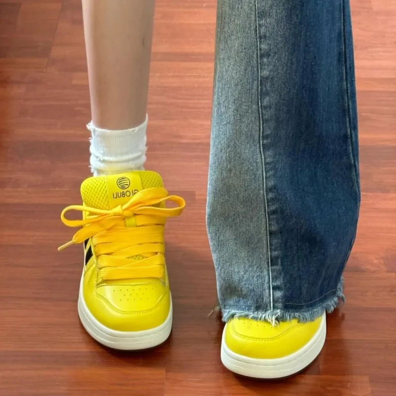 SHUMO Anti Slip Wear Resistant Breathable Height Increasing Low Top Skateboard Shoes Unisex Bumblebee-3