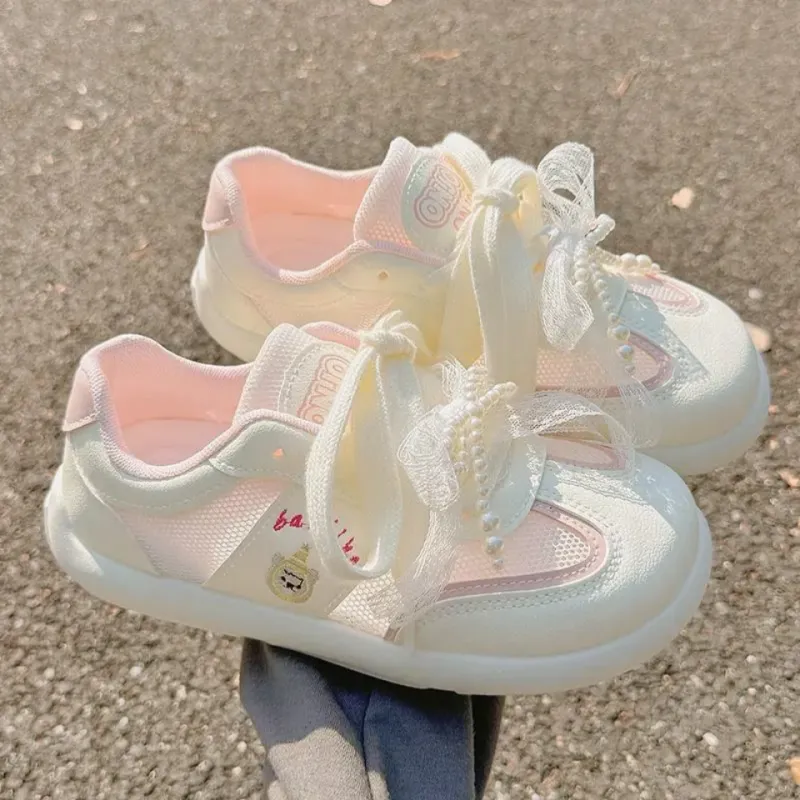SHUMO Shock Absorbing, Non Slip, Wear Resistant, Breathable And Lightweight Low Top Casual Shoes Women's White Pink-3