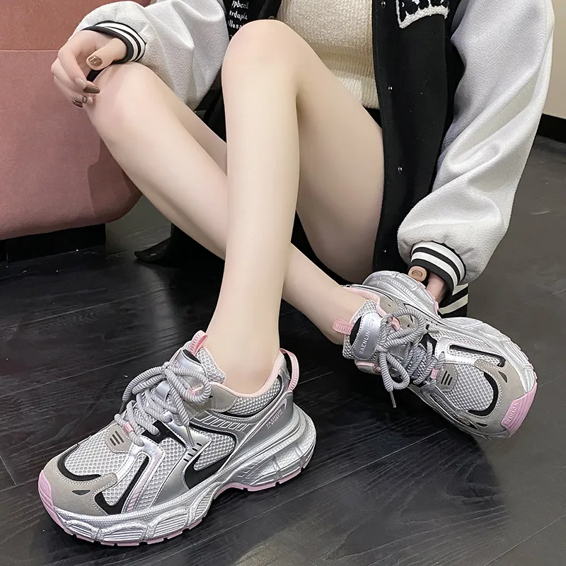 SHUMO Cushioned Anti Slip And Wear Resistant Lightweight Low Top Chunky Sneakers Women's-6
