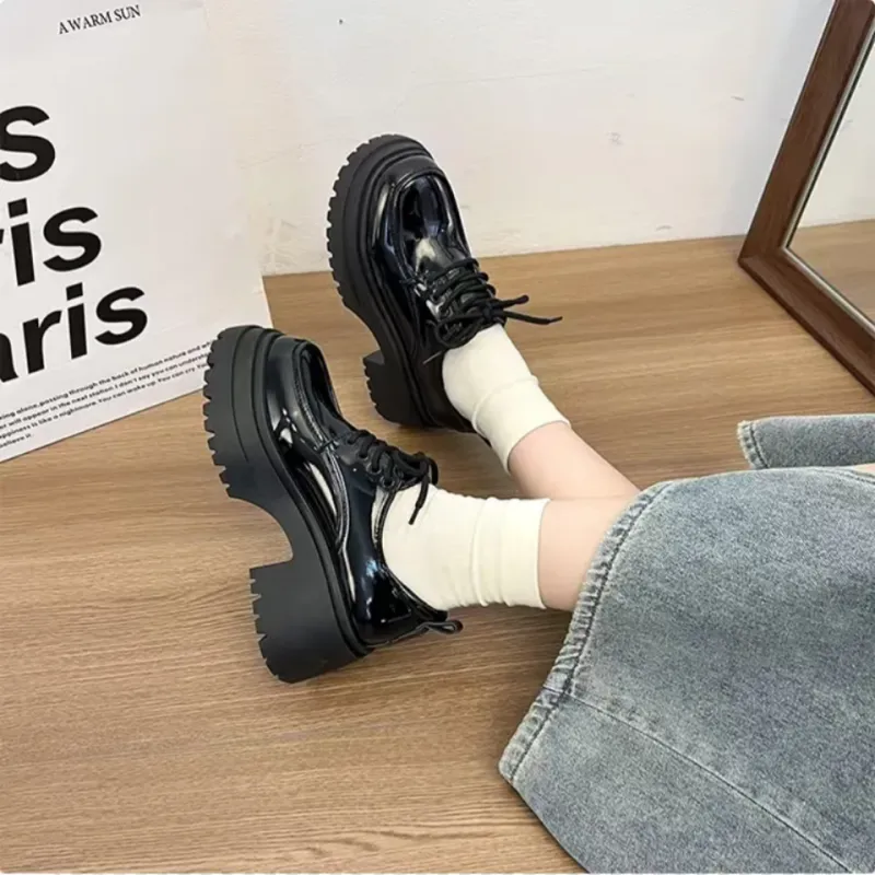 SHUMO Casual Single Shoes 6.5CM Women's Black-2