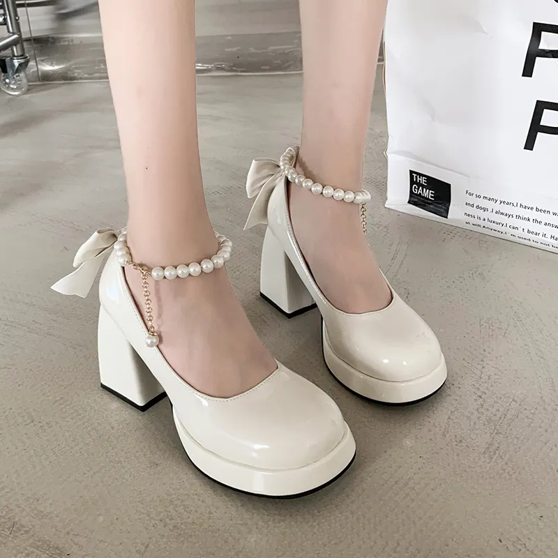 SHUMO Chunky Heel High Heels Women's-3
