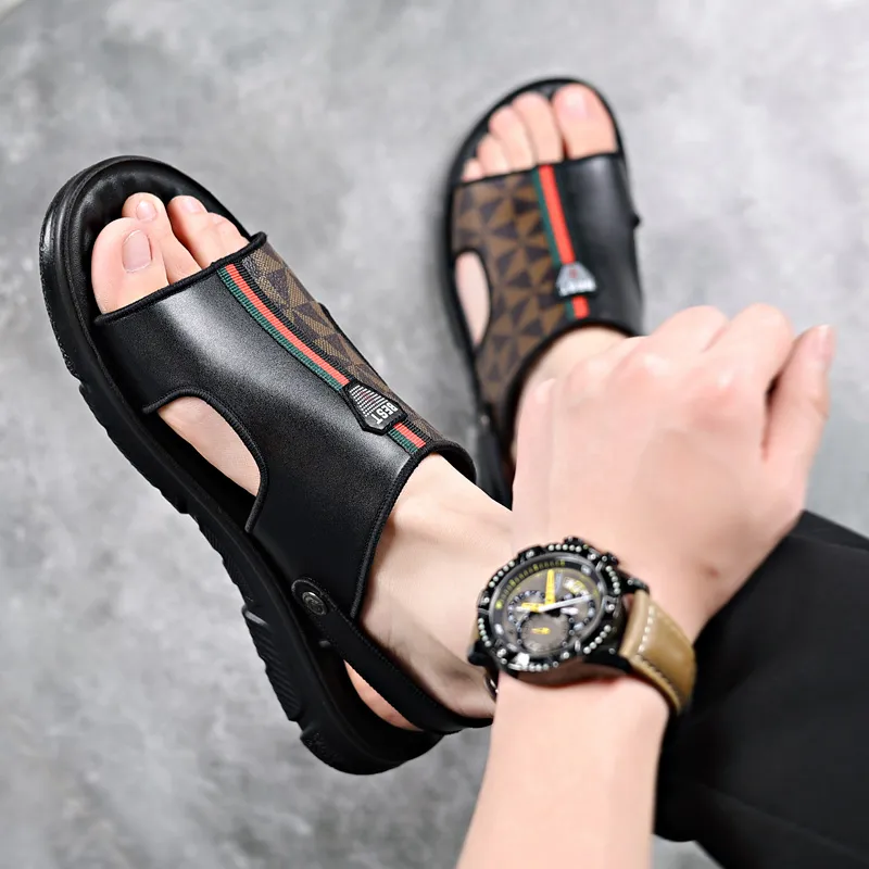 Dignitaries Plus Size Beach Sandals Men's Black-5