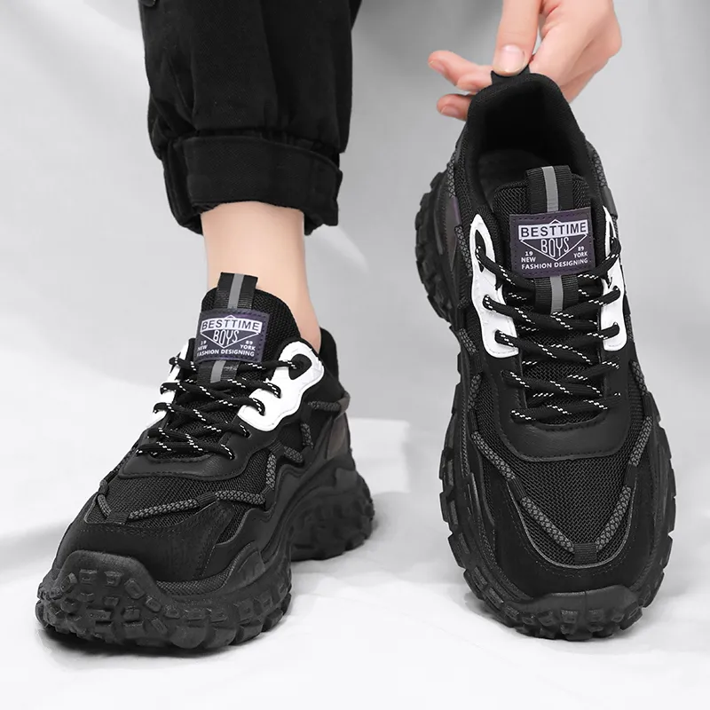Dignitaries Abrasion Resistant Breathable Height Increasing Low Top Chunky Sneakers Men's-2