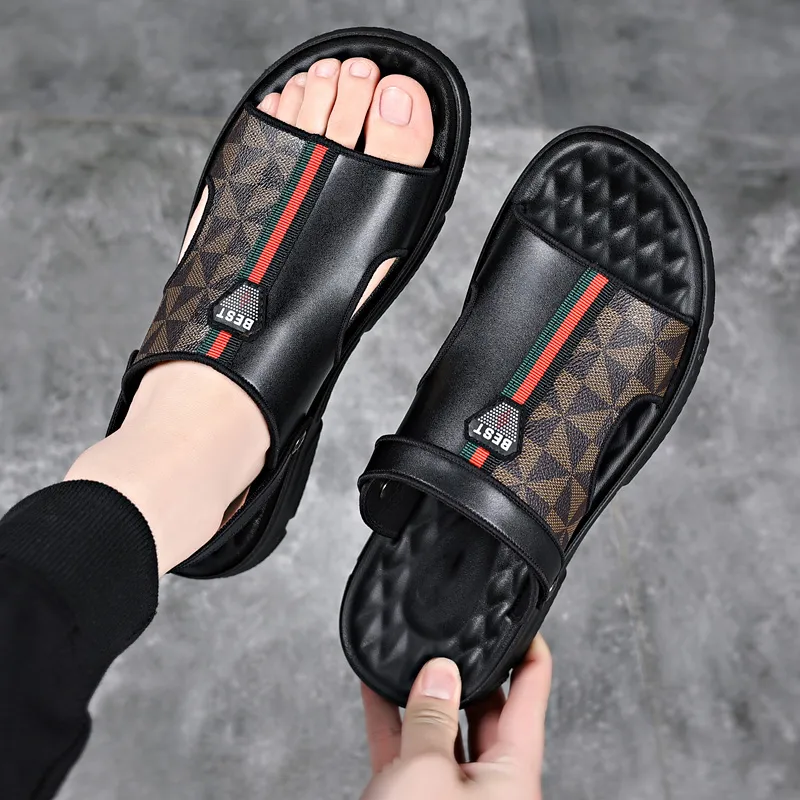 Dignitaries Plus Size Beach Sandals Men's Black-11