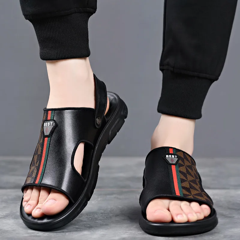 Dignitaries Plus Size Beach Sandals Men's Black-10