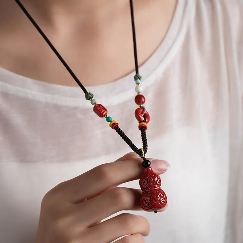 Kai Zhen Cinnabar Necklace Pendant For Neck Unisex-10