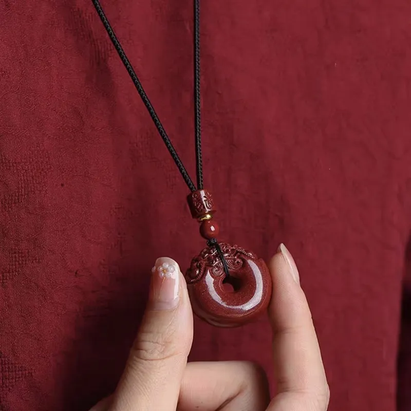 Kai Zhen Reconstructed Cinnabar Necklaces Unisex-3
