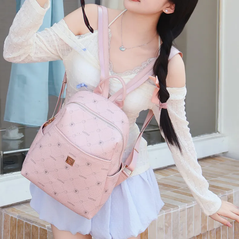 Disney Strawberry Bear Series PVC Backpack Women's Pink/White-5