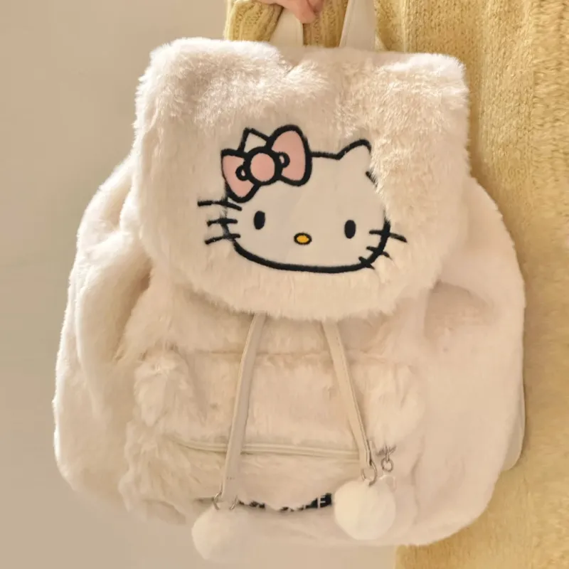 Hello Kitty Sanrio Series Polyester Backpack Women's Milk White-4