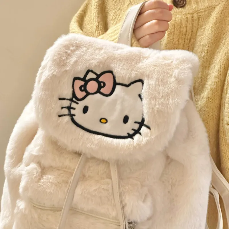 Hello Kitty Sanrio Series Polyester Backpack Women's Milk White-3