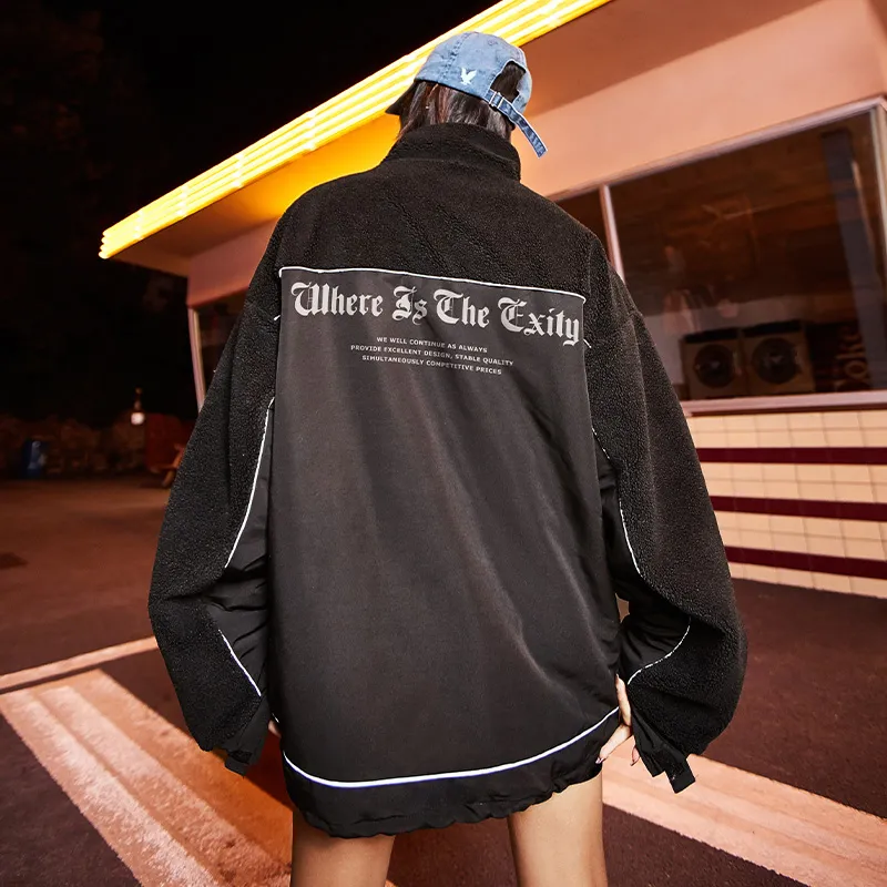 SANSYAS Velvet feel Coat Unisex Black-2