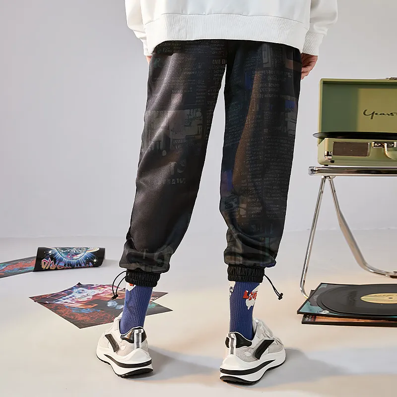 SANSYAS Loose Fit Elastic Cuff Casual Pants Unisex Black-4