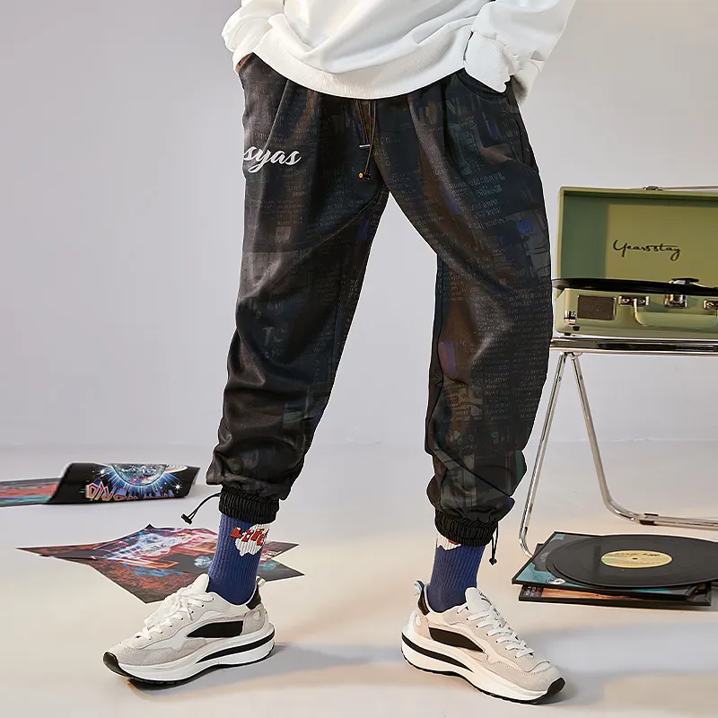 SANSYAS Loose Fit Elastic Cuff Casual Pants Unisex Black-3