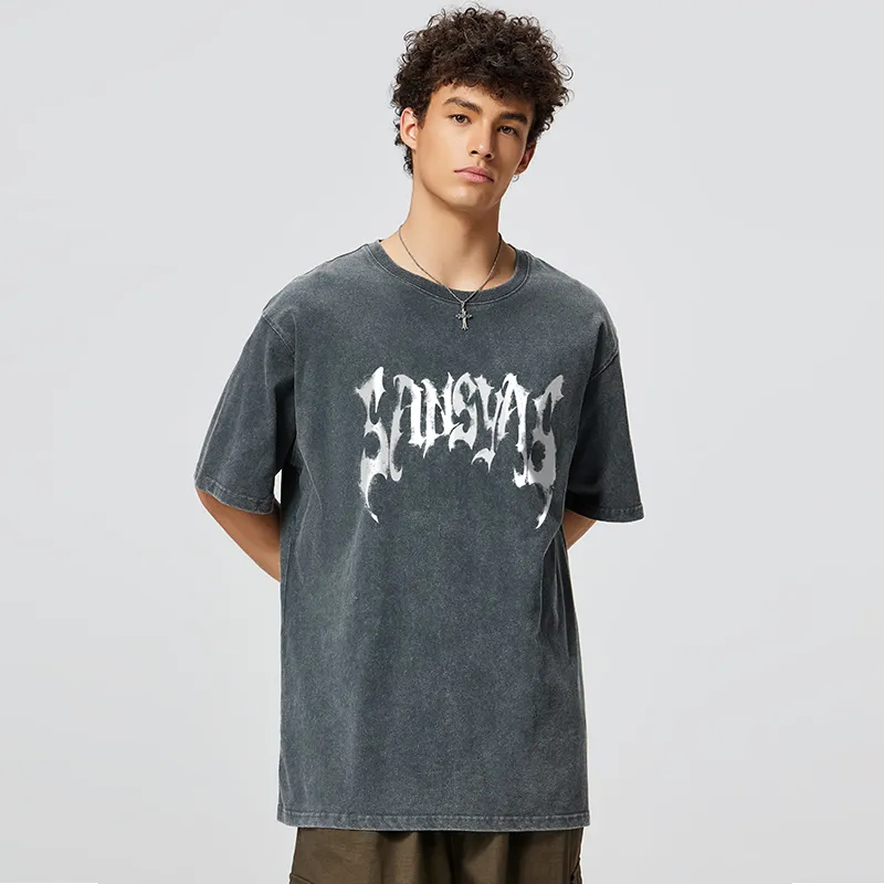 SANSYAS T Shirt Unisex Washed Gray-2