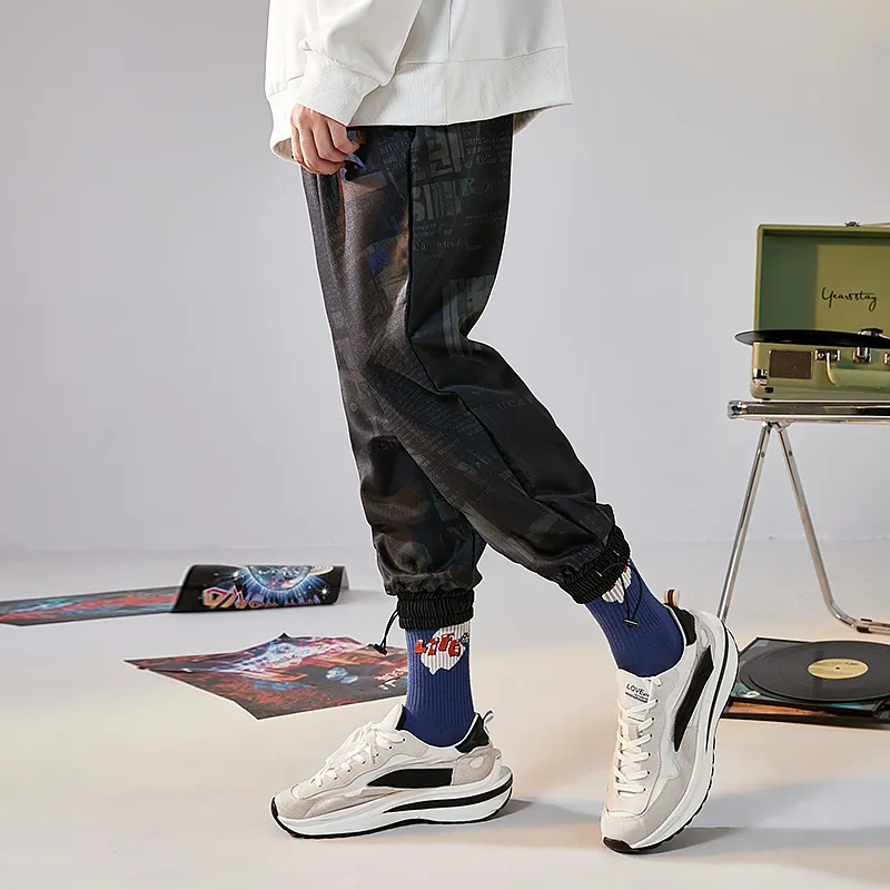 SANSYAS Loose Fit Elastic Cuff Casual Pants Unisex Black-7