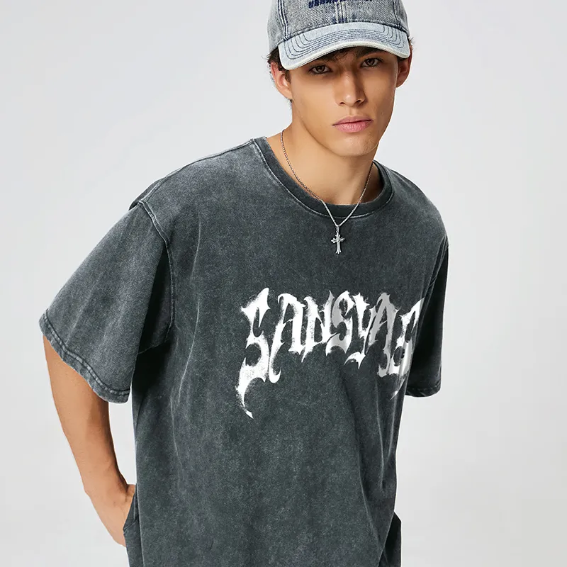SANSYAS T Shirt Unisex Washed Gray-3
