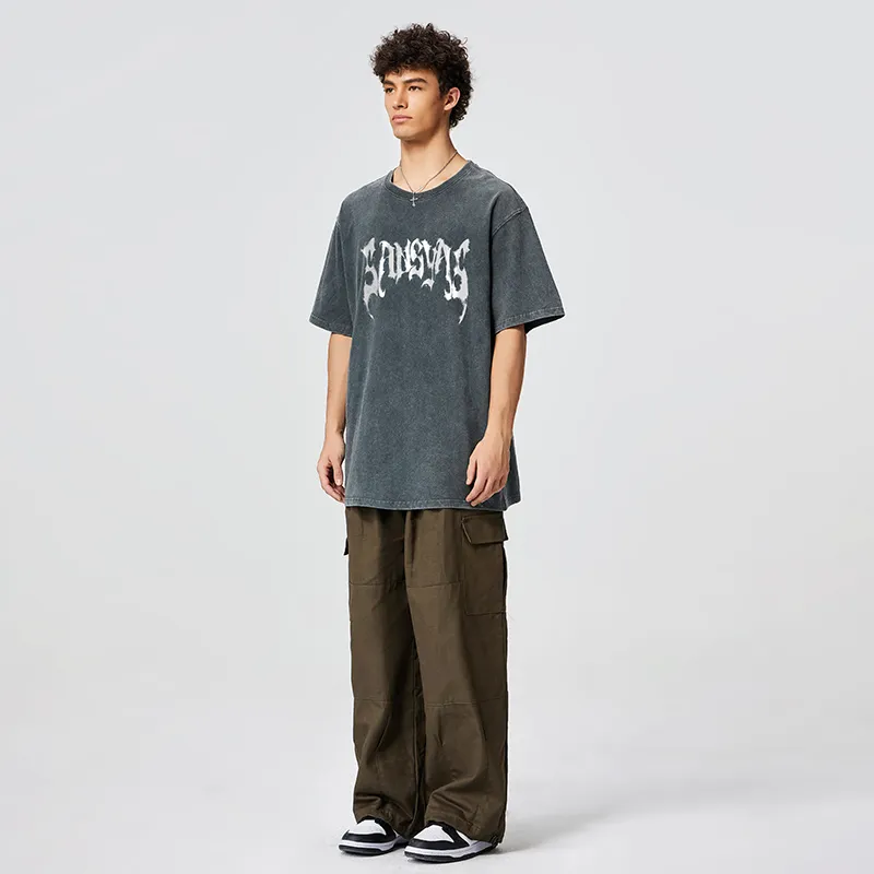 SANSYAS T Shirt Unisex Washed Gray-5