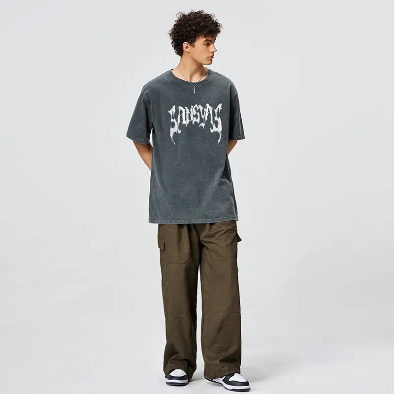 SANSYAS T Shirt Unisex Washed Gray-4