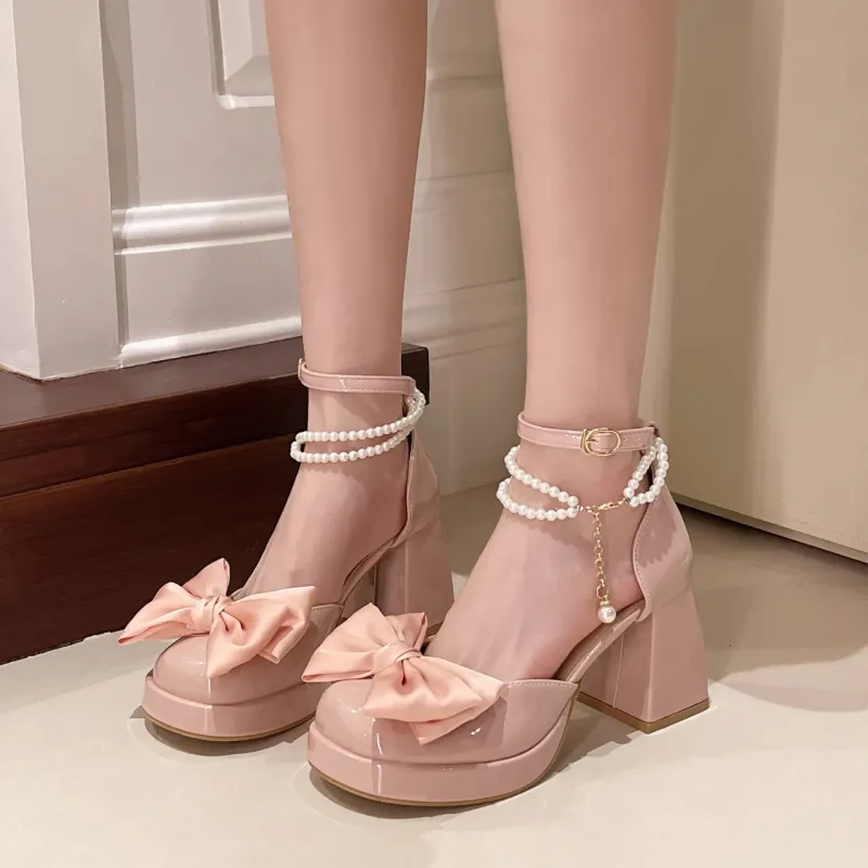 Take The Qin Chunky Heel Mary Jane Shoes 7cm Women's-18