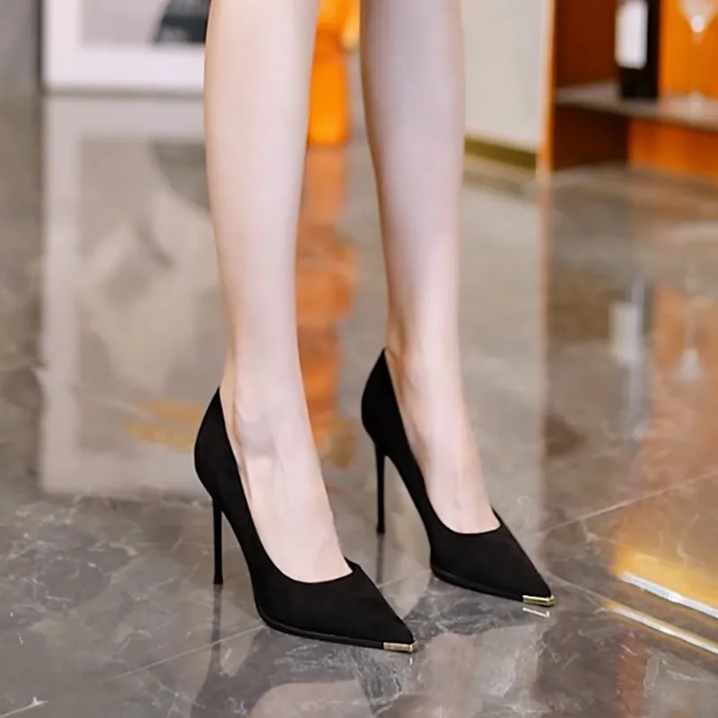 Take The Qin Slim Heel High Heels Women's Black-3