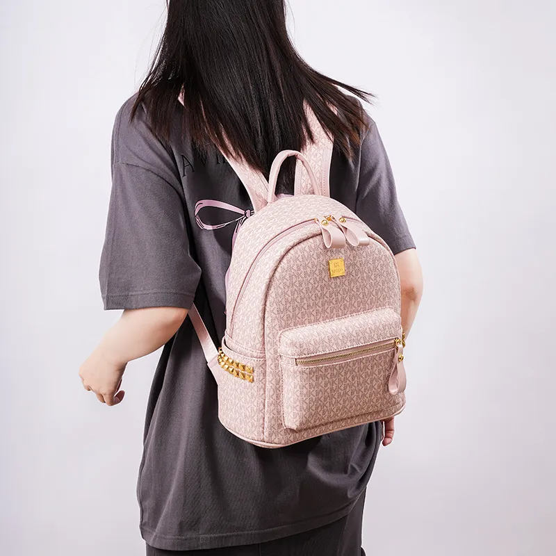 Teddy Bear Collection Pu Backpack Women's Coffee/Ecru/Pink/Black-13
