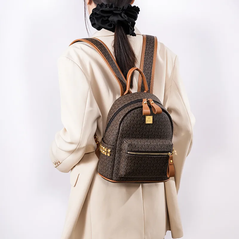Teddy Bear Collection Pu Backpack Women's Coffee/Ecru/Pink/Black-1