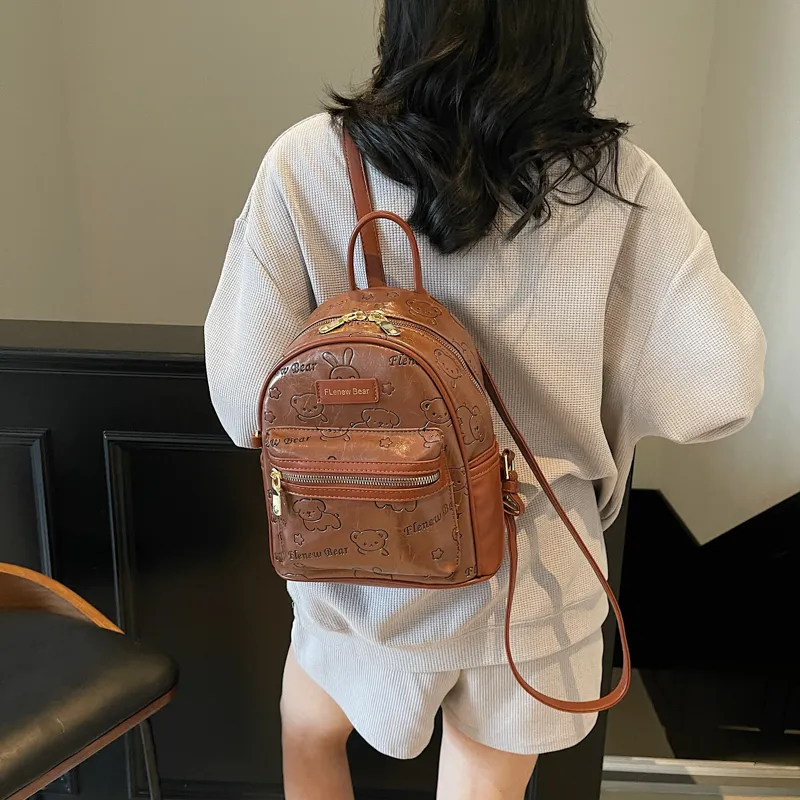 Teddy Bear Collection PU Backpack Women's Multicolor-12