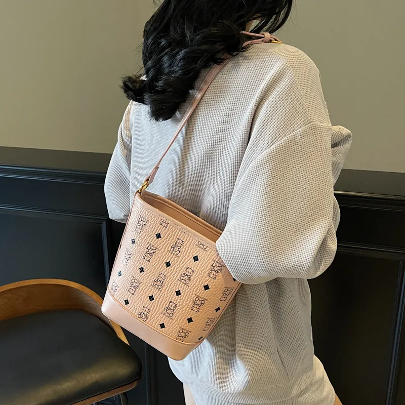 Teddy Bear Collection PU Bucket Bag, Crossbody Handbag Women's Multicolor-13