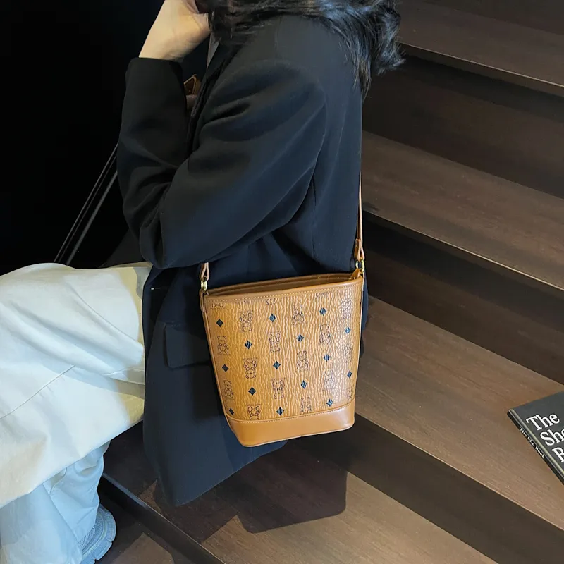 Teddy Bear Collection PU Bucket Bag, Crossbody Handbag Women's Multicolor-7