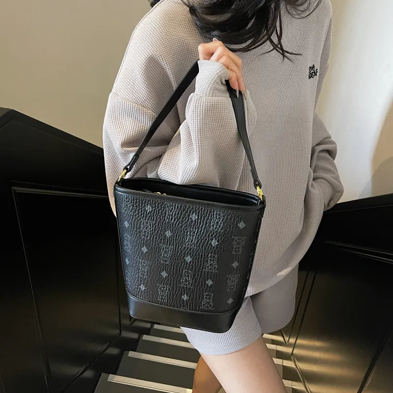 Teddy Bear Collection PU Bucket Bag, Crossbody Handbag Women's Multicolor-23