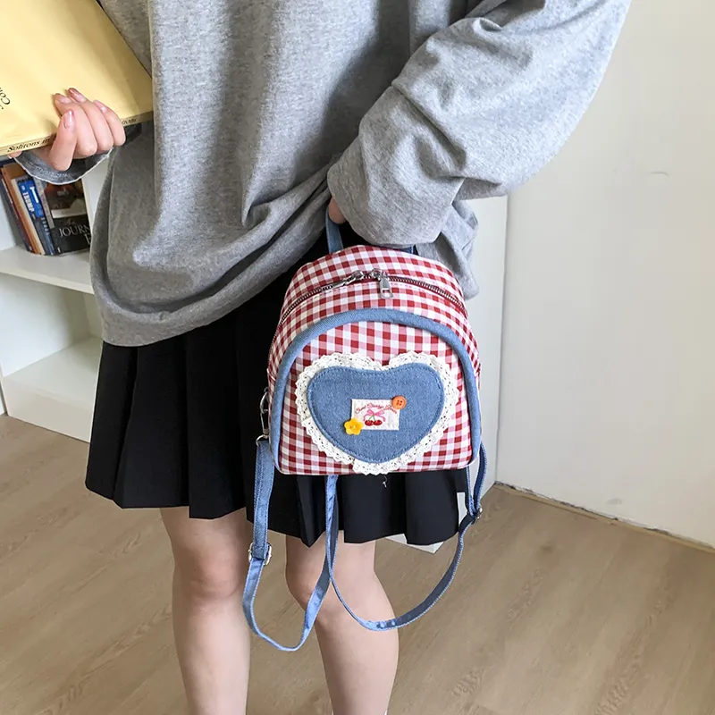 Teddy Bear Collection Canvas Backpack Women's Red-3