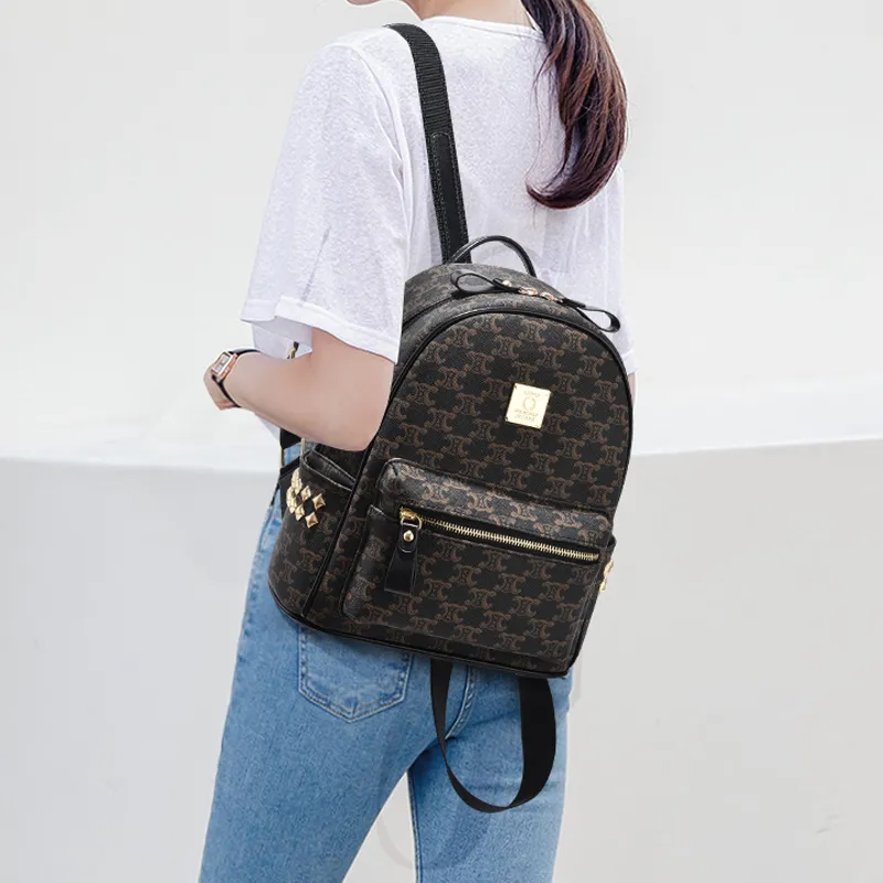 Teddy Bear Collection PU Backpack Women's Black/Coffee-8