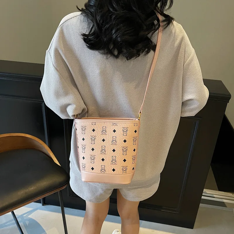 Teddy Bear Collection PU Bucket Bag, Crossbody Handbag Women's Multicolor-16