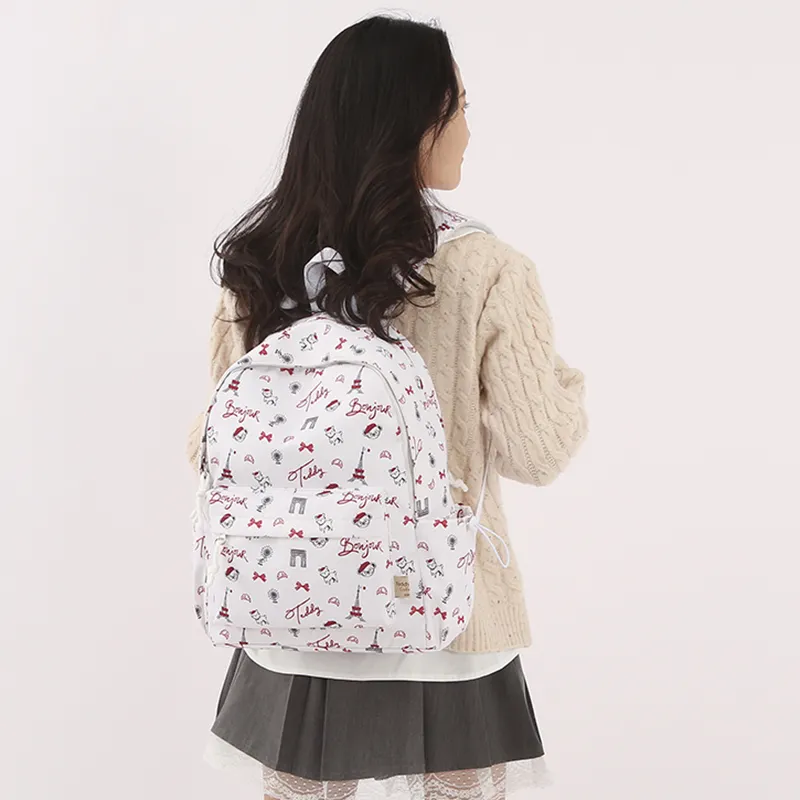 Teddy Bear Collection Nylon Backpack Women's White-2