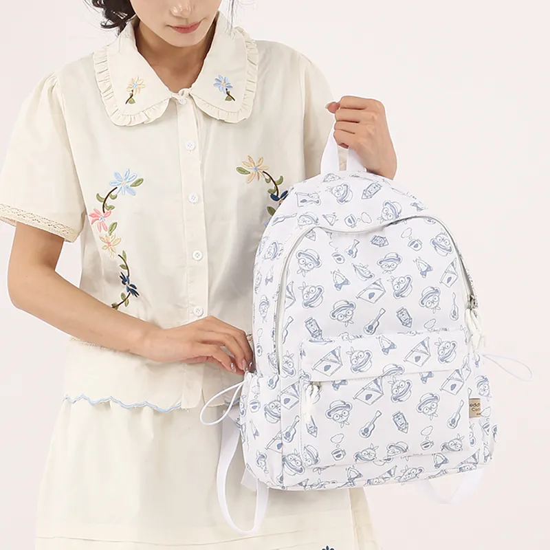 Teddy Bear Collection Oxford Backpack Regular Women's White & Blue-3