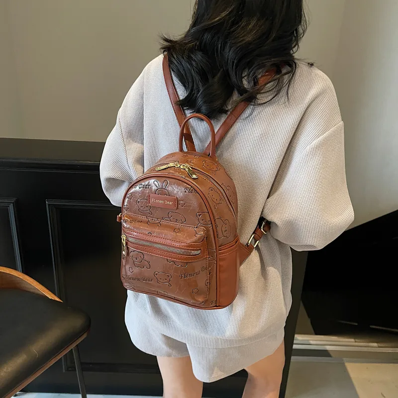 Teddy Bear Collection PU Backpack Women's Multicolor-14