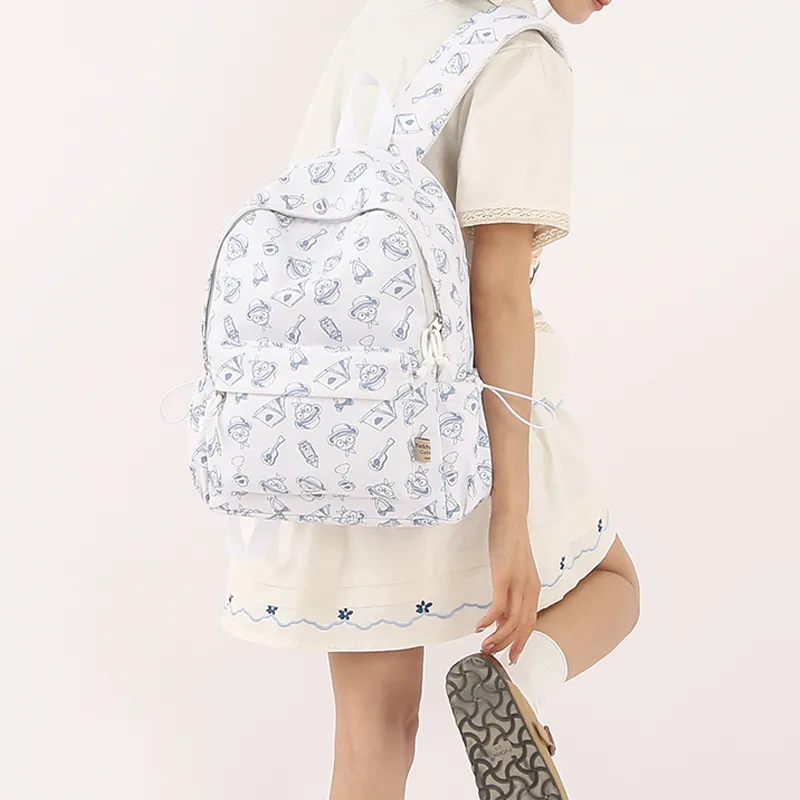 Teddy Bear Collection Oxford Backpack Regular Women's White & Blue-5