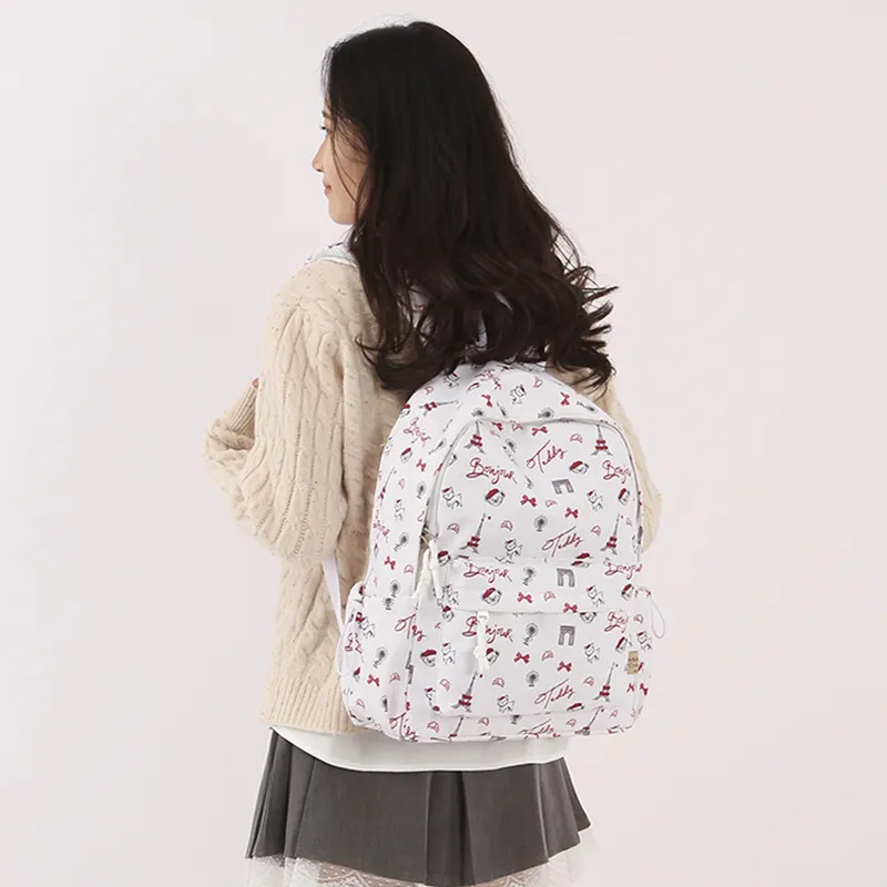 Teddy Bear Collection Nylon Backpack Women's White-3