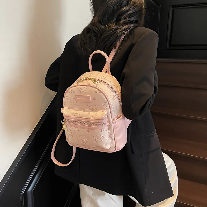 Teddy Bear Collection PU Backpack Women's Multicolor-2