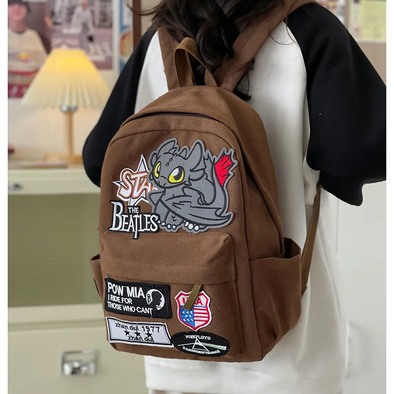 Teddy Bear Collection Canvas Backpack Unisex Coffee-2