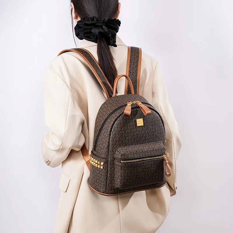 Teddy Bear Collection Pu Backpack Women's Coffee/Ecru/Pink/Black-5