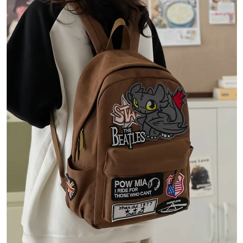 Teddy Bear Collection Canvas Backpack Unisex Coffee-1