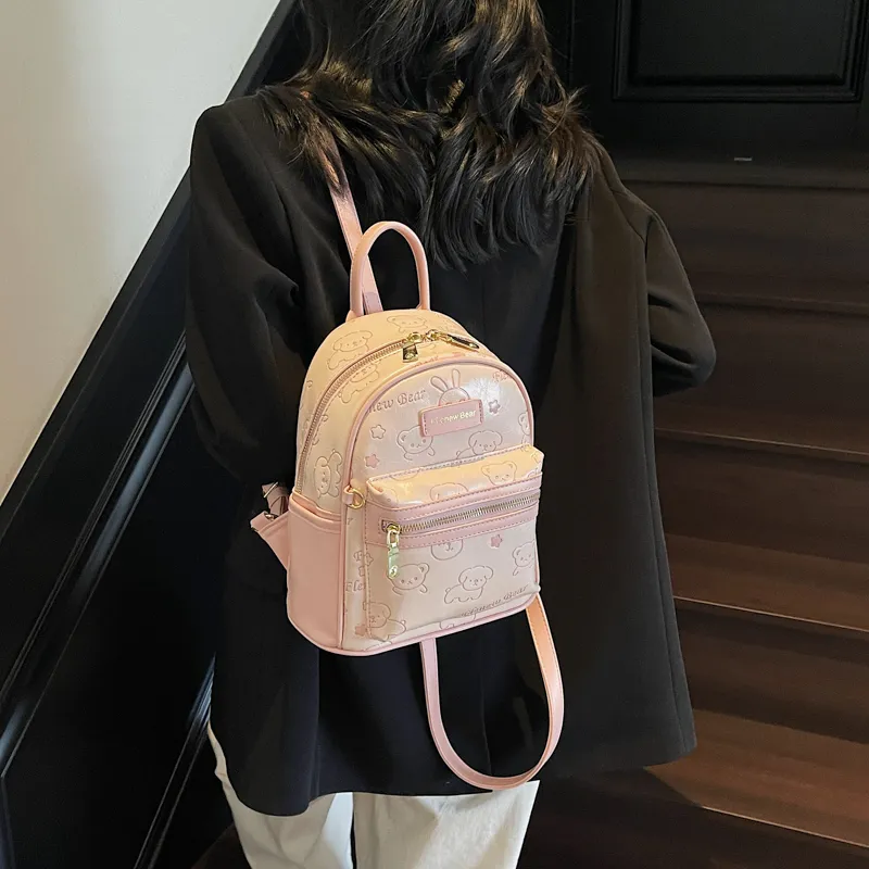 Teddy Bear Collection PU Backpack Women's Multicolor-4