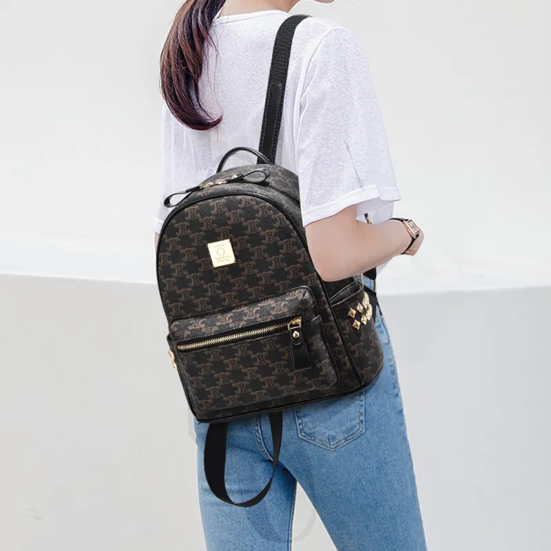 Teddy Bear Collection PU Backpack Women's Black/Coffee-7