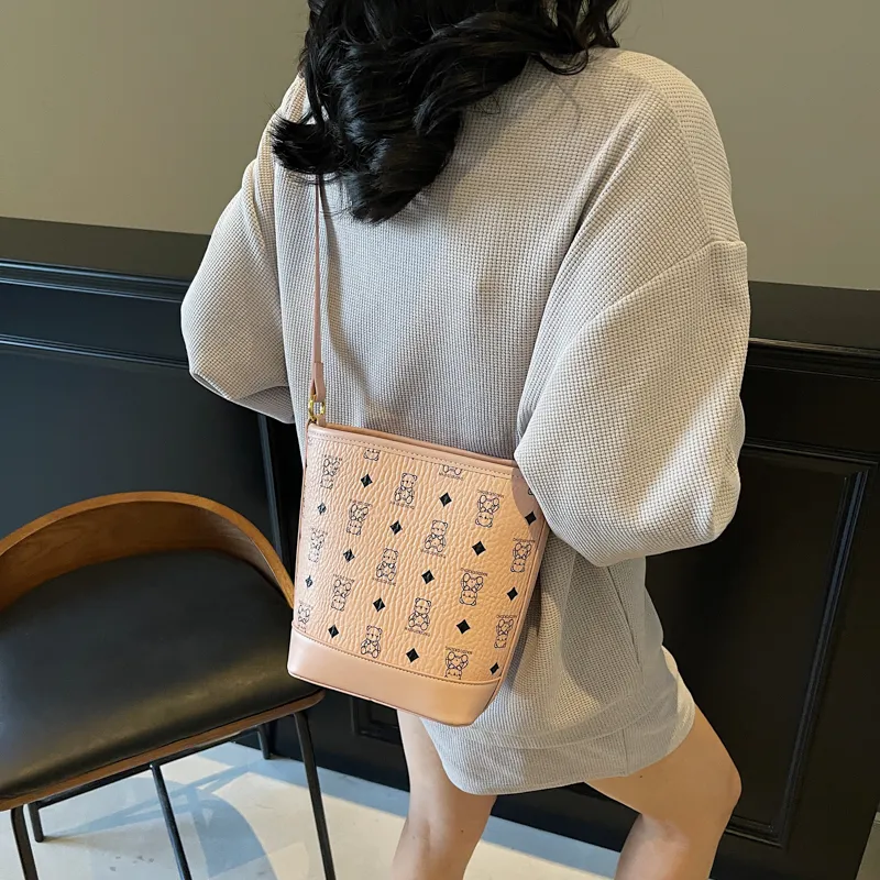 Teddy Bear Collection PU Bucket Bag, Crossbody Handbag Women's Multicolor-15