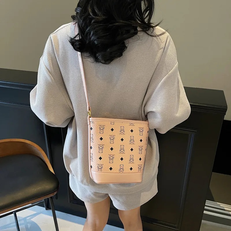 Teddy Bear Collection PU Bucket Bag, Crossbody Handbag Women's Multicolor-14
